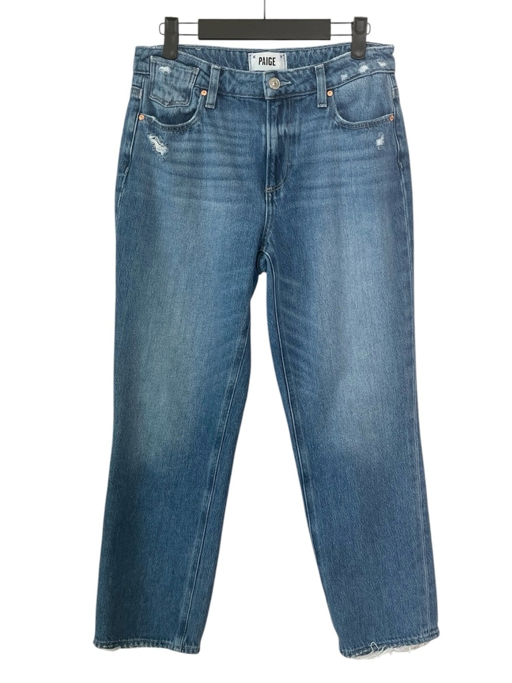 Paige Noella Azalea Blue Straight Leg Jeans 26 Mid Rise Relaxed Distressed Ankle - Picture 4 of 10